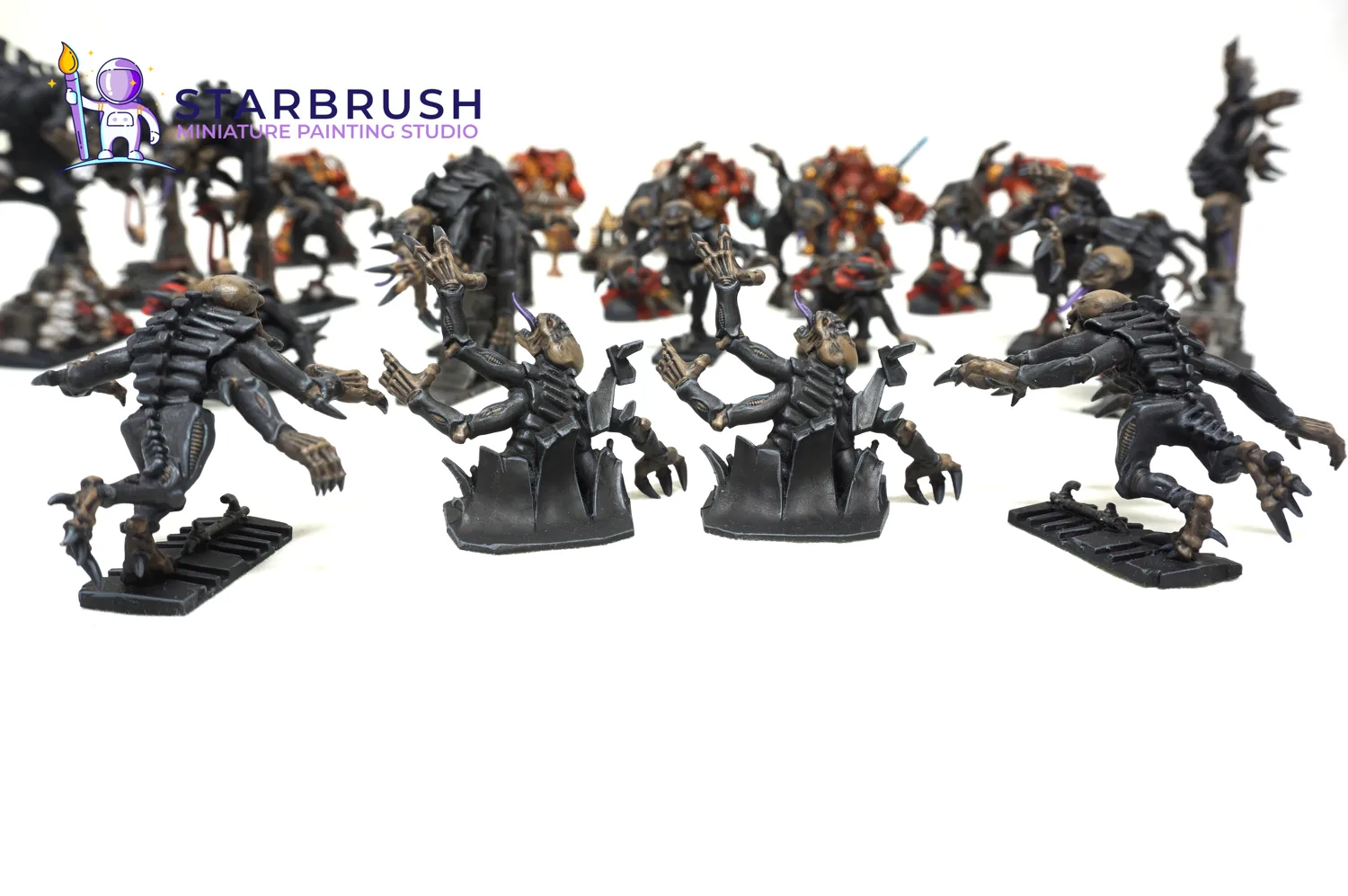 Detalle del Líder de la progenie (Broodlord) Genestealer de Space Hulk con caparazón azul marino a Nivel 2