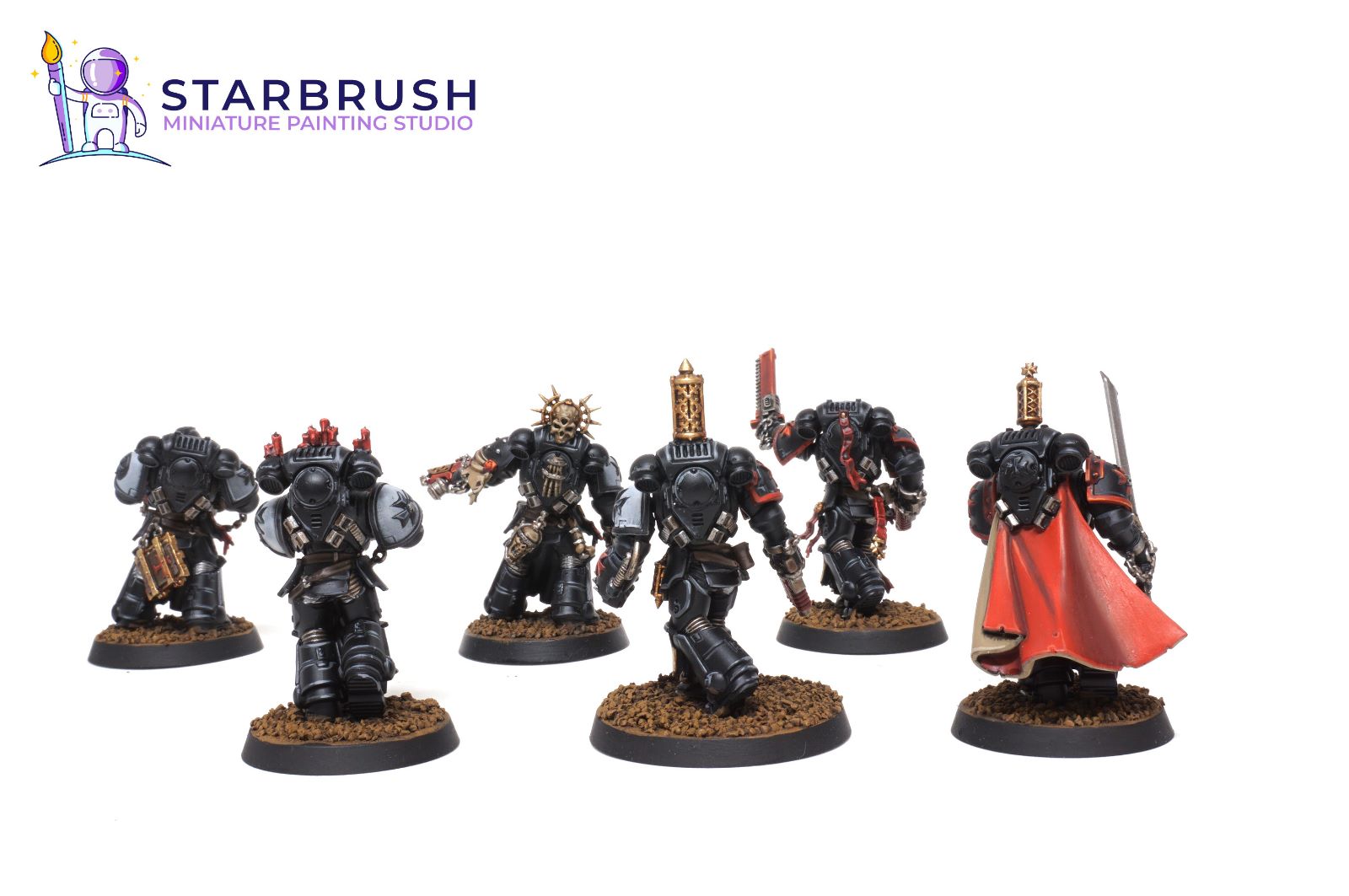 Black Templars Sword Brother leader with power fist and bone tabard painted to Level 1 for Warhammer 40k