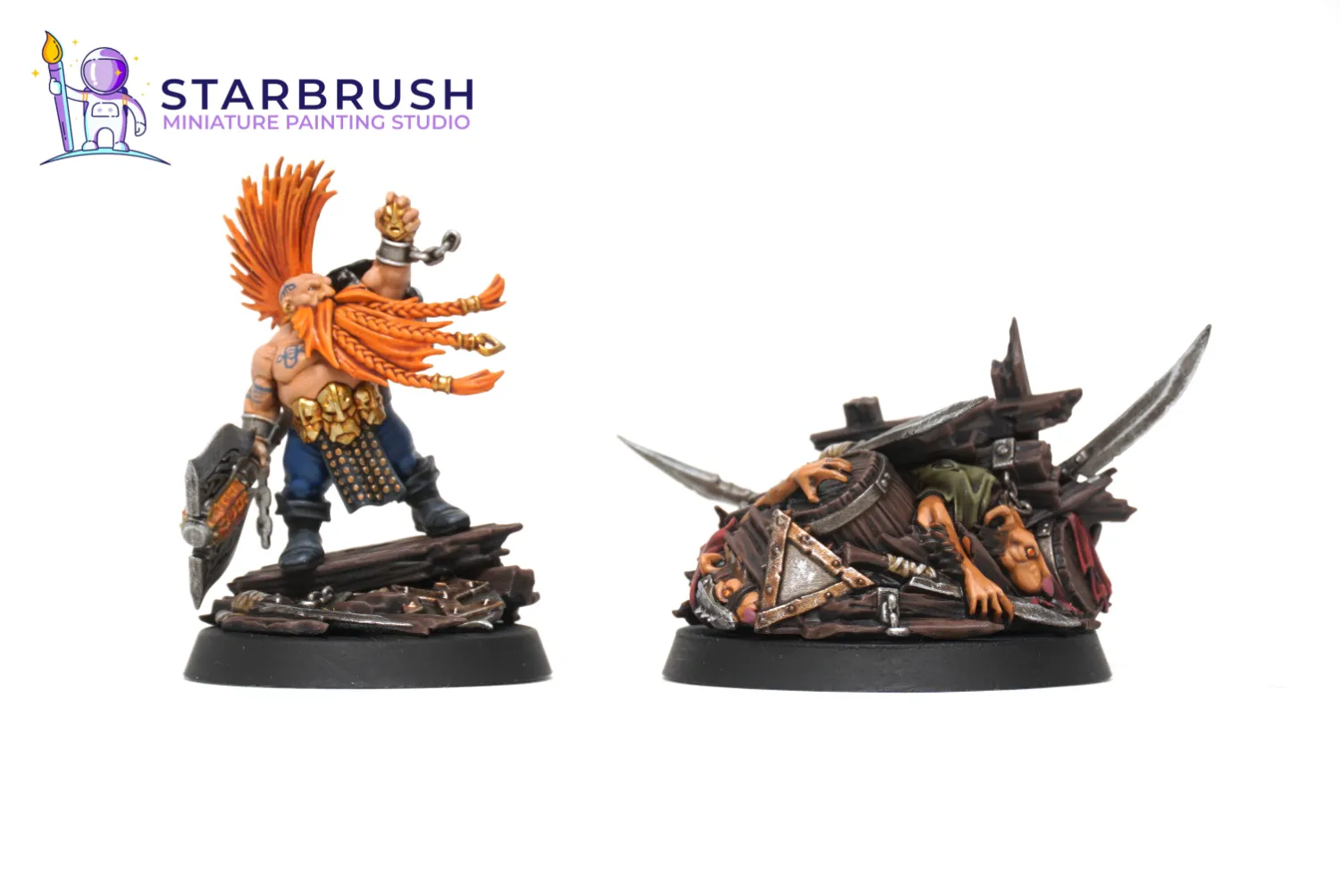 Conjunto completo del encargo Lumineth Realm-lords y Gotrek pintado por Starbrush Studio