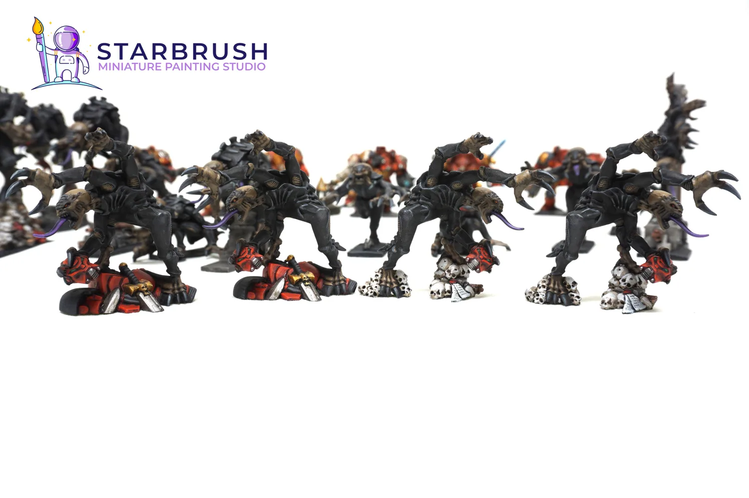 Exterminadores con cañón de asalto y lanzallamas pesado de Space Hulk pintados a Nivel 2