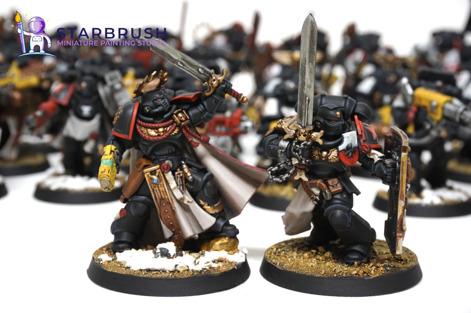 Black Templars Emperor's Champion painted with a parchment tabard