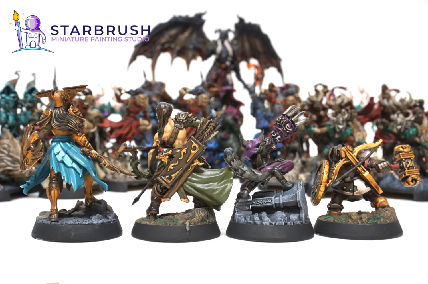 View of the Descent Legends of the Dark miniature collection painted to Level 3 by Starbrush Studio (9)