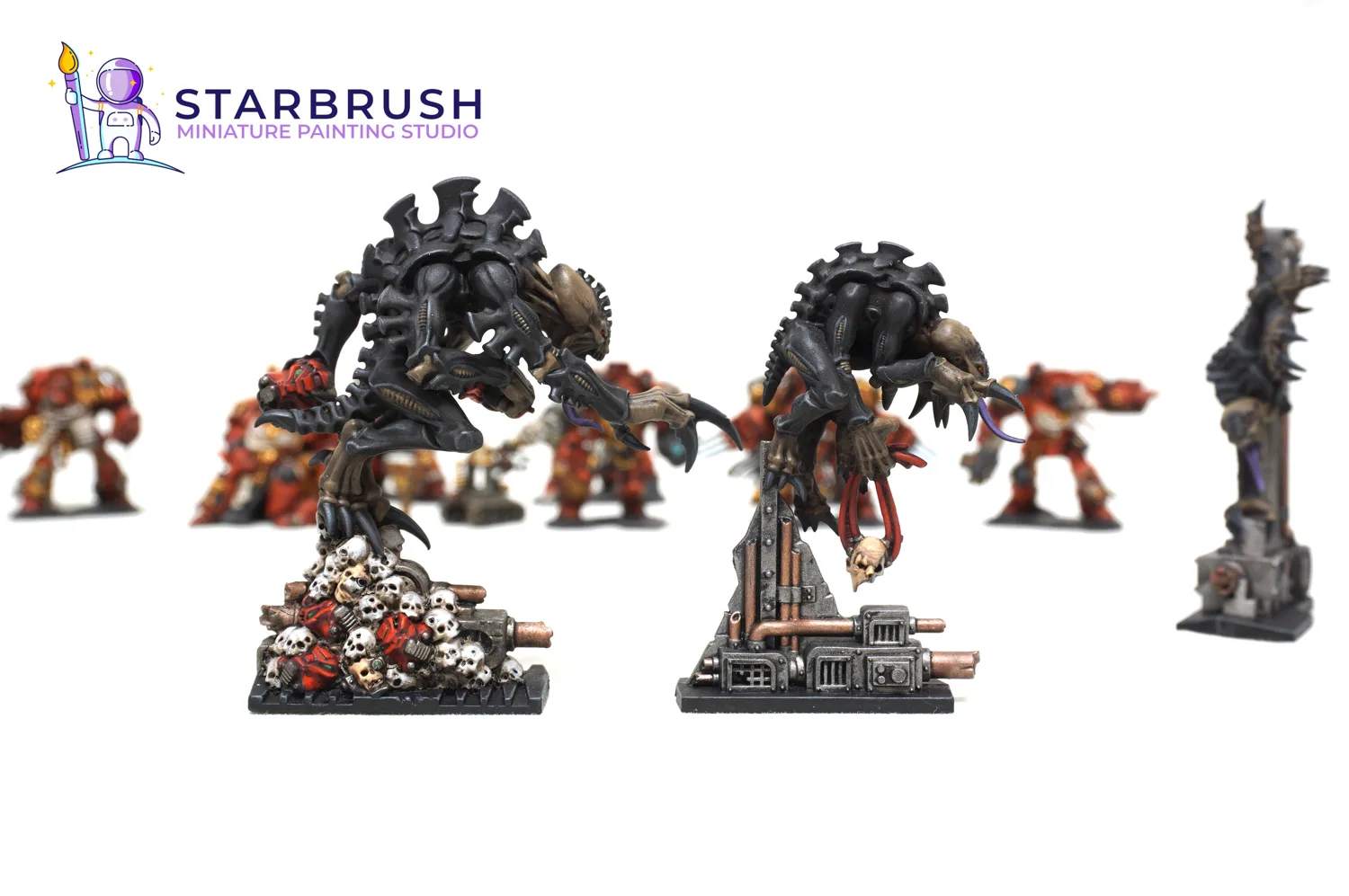 Detalle del Líder de la progenie (Broodlord) Genestealer de Space Hulk con caparazón azul marino a Nivel 2