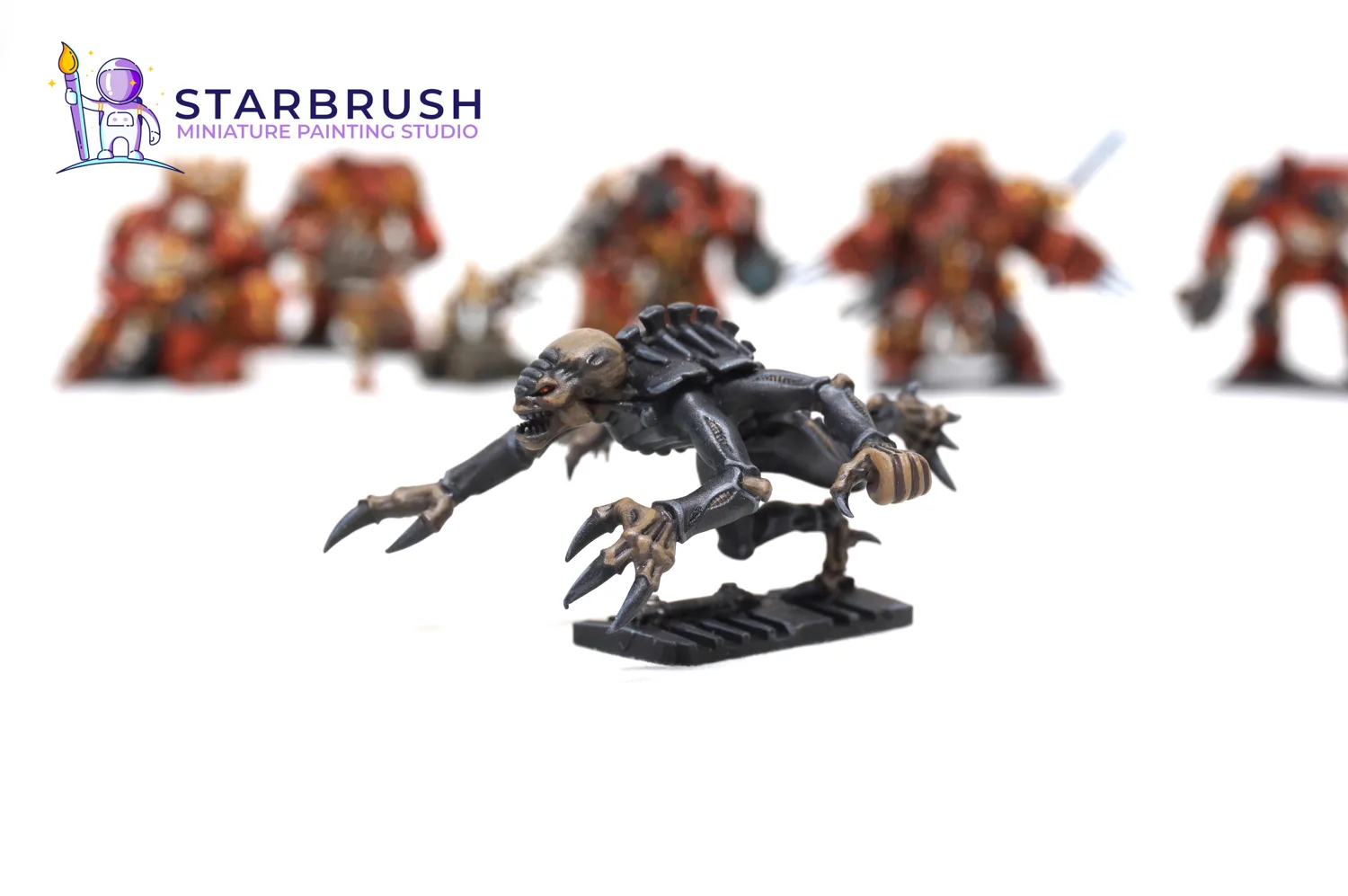 Set completo del juego de mesa Space Hulk con Exterminadores de los Ángeles Sangrientos y Genestealers pintado a Nivel 2 por Starbrush Studio en agosto de 2022