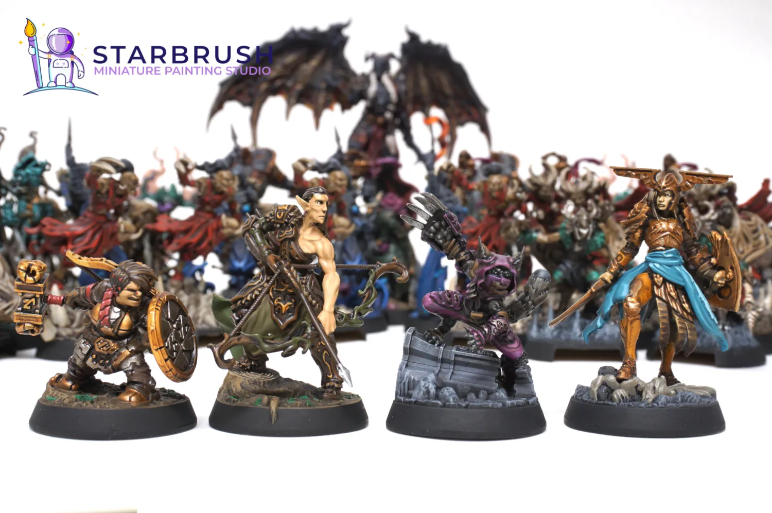 View of the Descent Legends of the Dark miniature collection painted to Level 3 by Starbrush Studio (8)