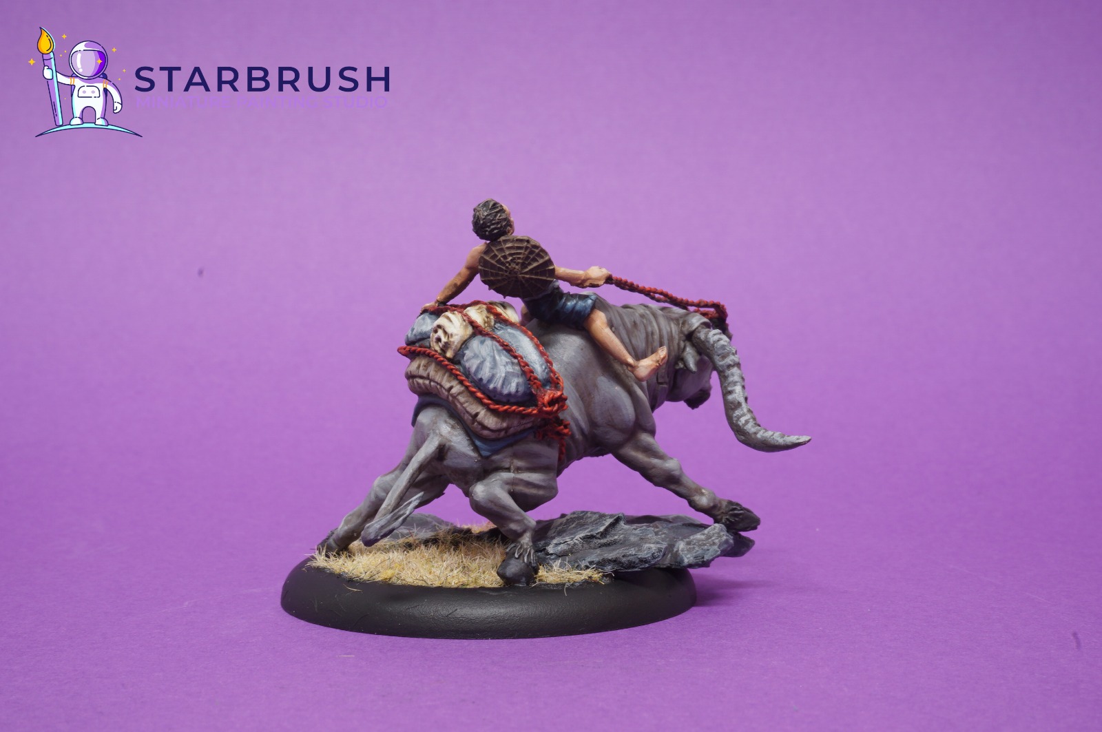 Mounted water buffalo centrepiece from Bushido The Game painted to Level 3 with red shimenawa sacred rope