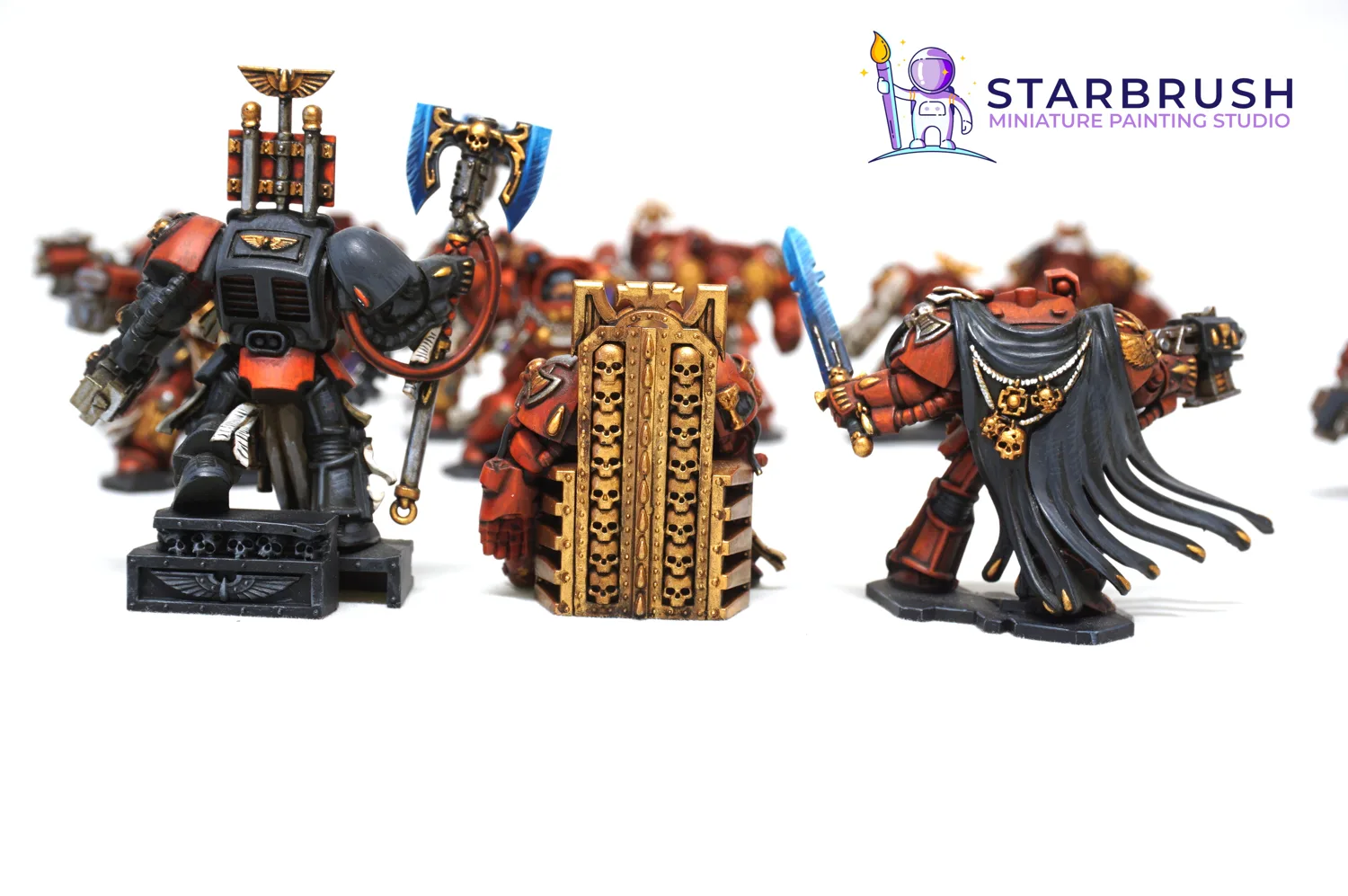 Detalle del Líder de la progenie (Broodlord) Genestealer de Space Hulk con caparazón azul marino a Nivel 2