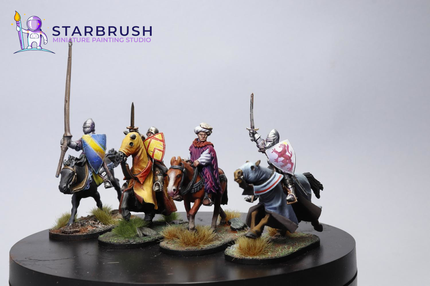 Miniaturas medievales siglos XII–XIV — unidad de caballería con lanzas