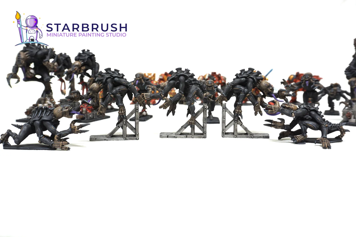 Set completo del juego de mesa Space Hulk con Exterminadores de los Ángeles Sangrientos y Genestealers pintado a Nivel 2 por Starbrush Studio en agosto de 2022