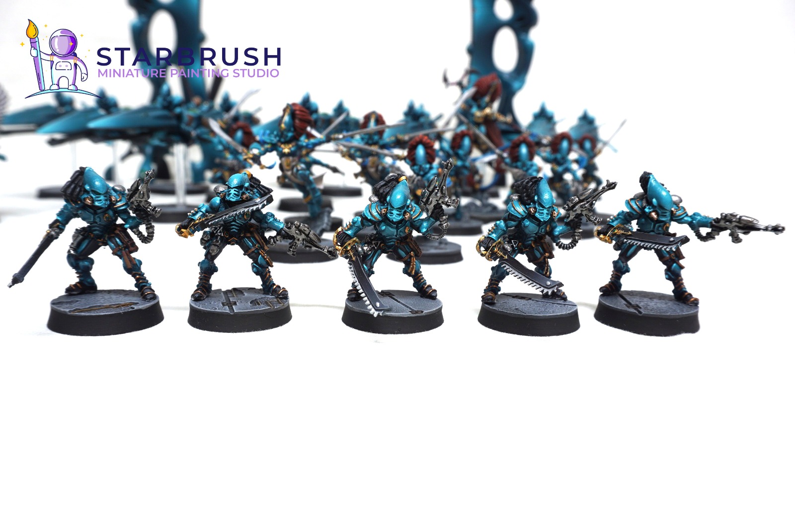 Infantería Aeldari de Warhammer 40k en formación de vanguardia