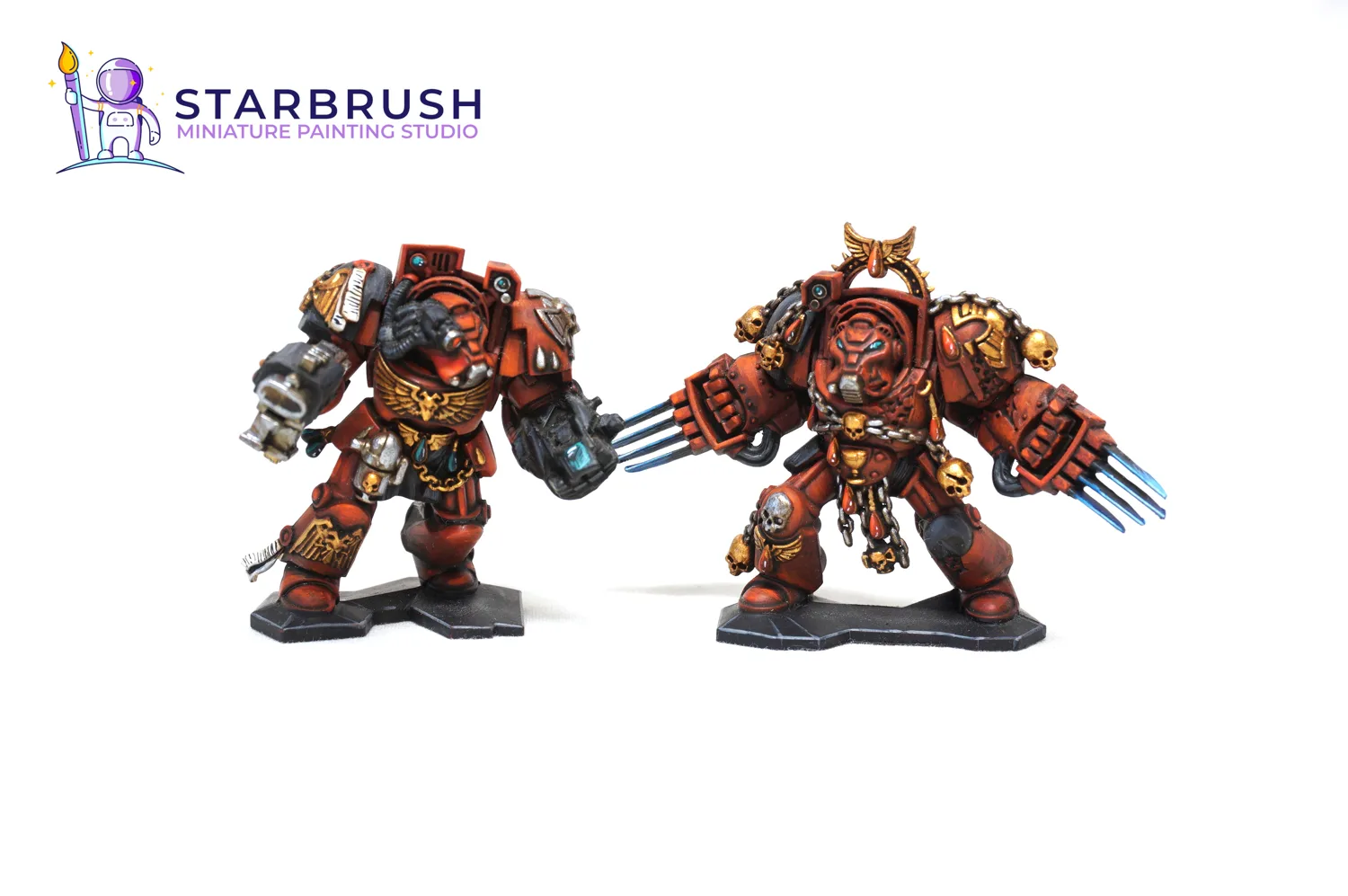 Enjambre de Genestealers con caparazones oscuros y peanas industriales de Space Hulk pintados a Nivel 2 por Starbrush Studio
