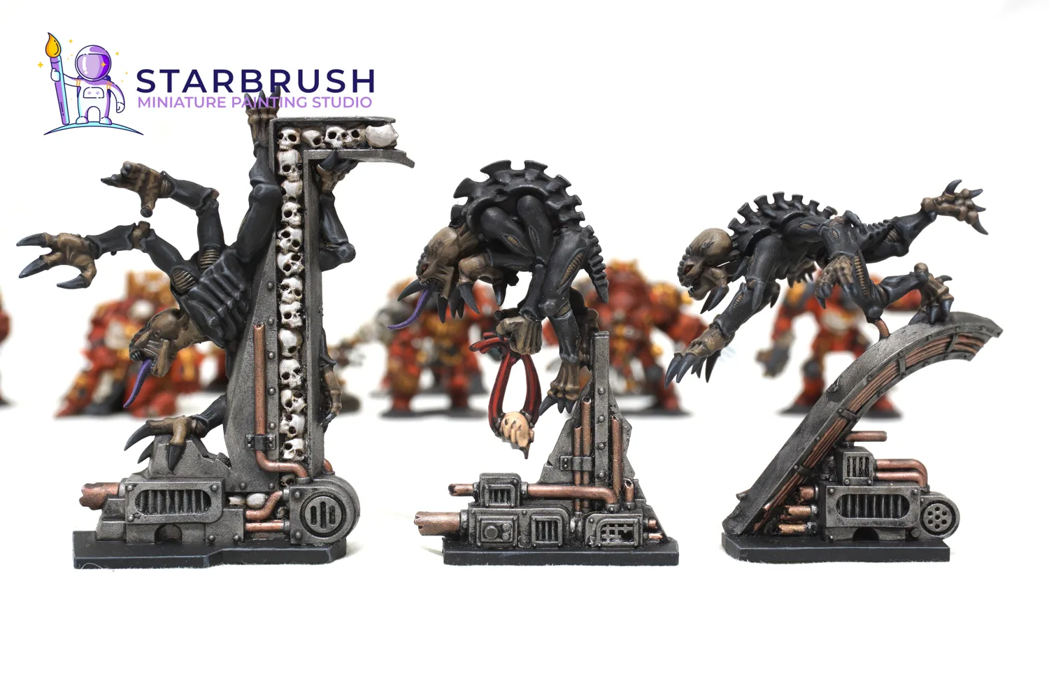 Exterminadores con cañón de asalto y lanzallamas pesado de Space Hulk pintados a Nivel 2