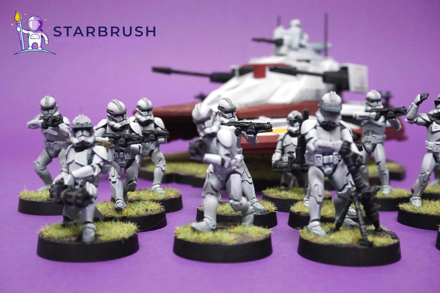 Full Galactic Republic detachment with the TX-130 tank and Phase II clone squads painted to Level 4