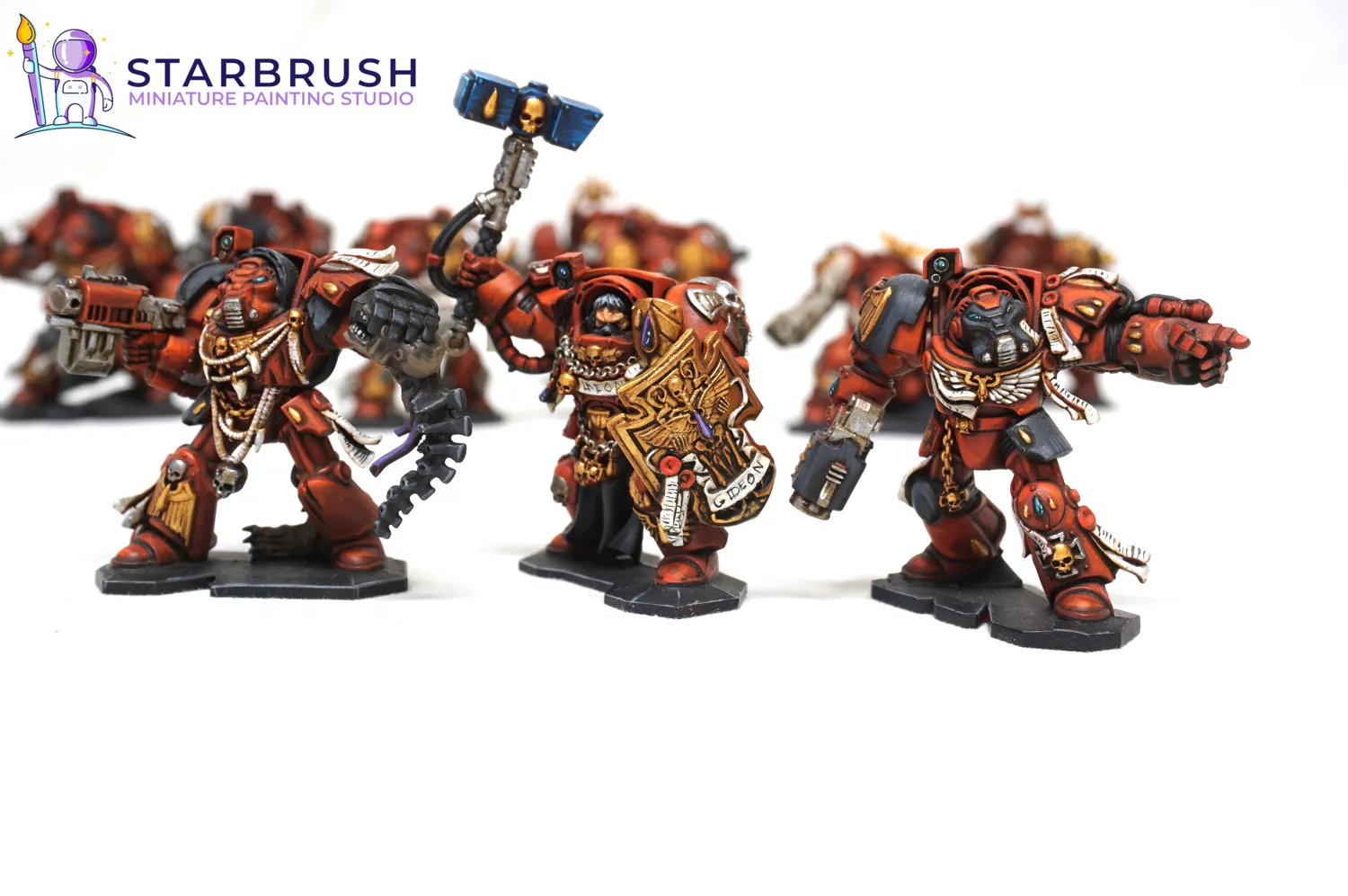 Exterminadores con cañón de asalto y lanzallamas pesado de Space Hulk pintados a Nivel 2