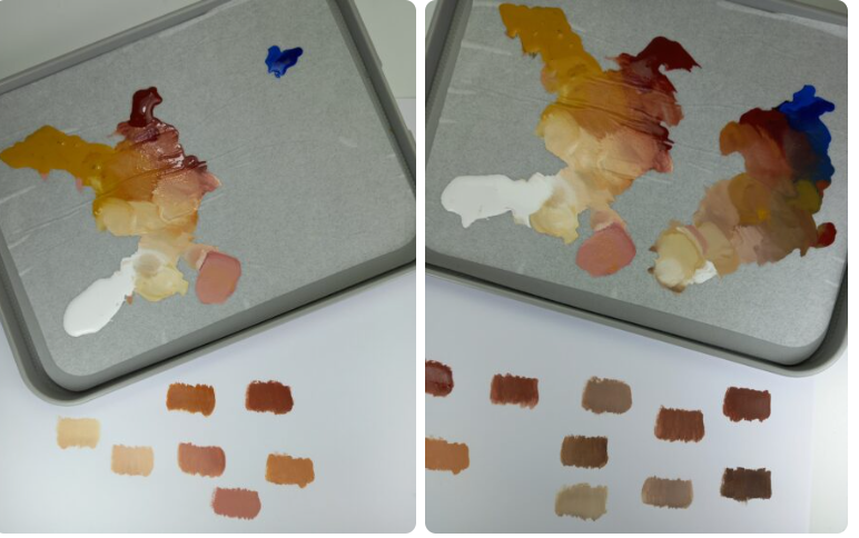 dark skin tone with primary colours